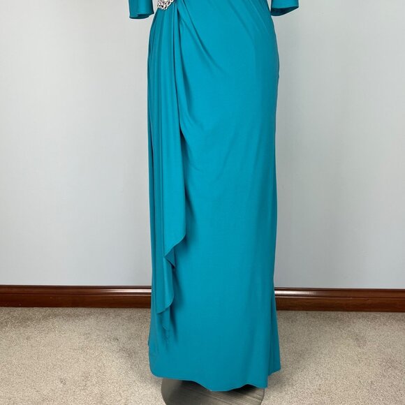 Cameron Blake by Mon Cheri Womens 112652 Formal Gown Maxi Dress Teal size 6 - Picture 8 of 16